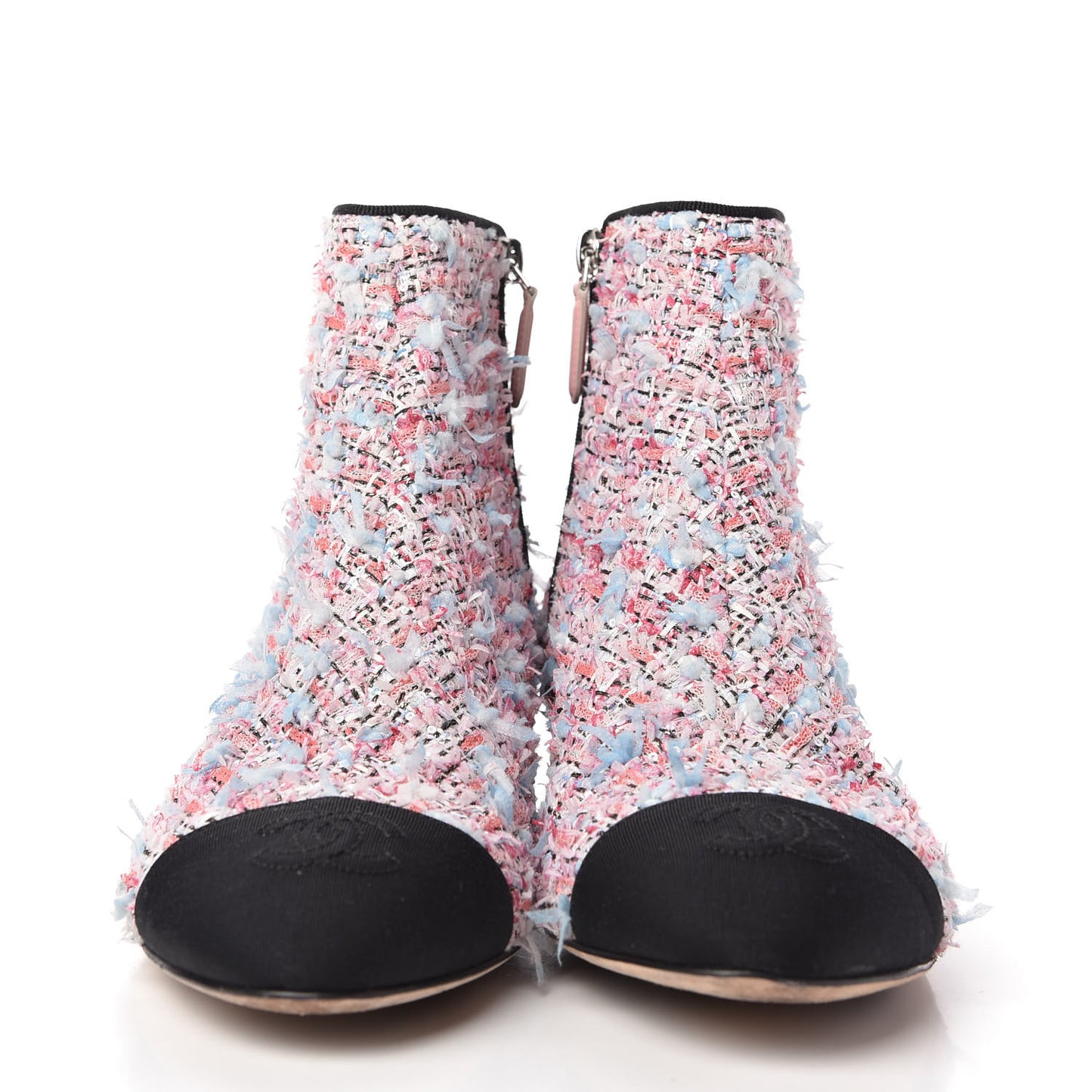 Tweed Cap Toe CC Short Boots 37.5 Pink Blue Black