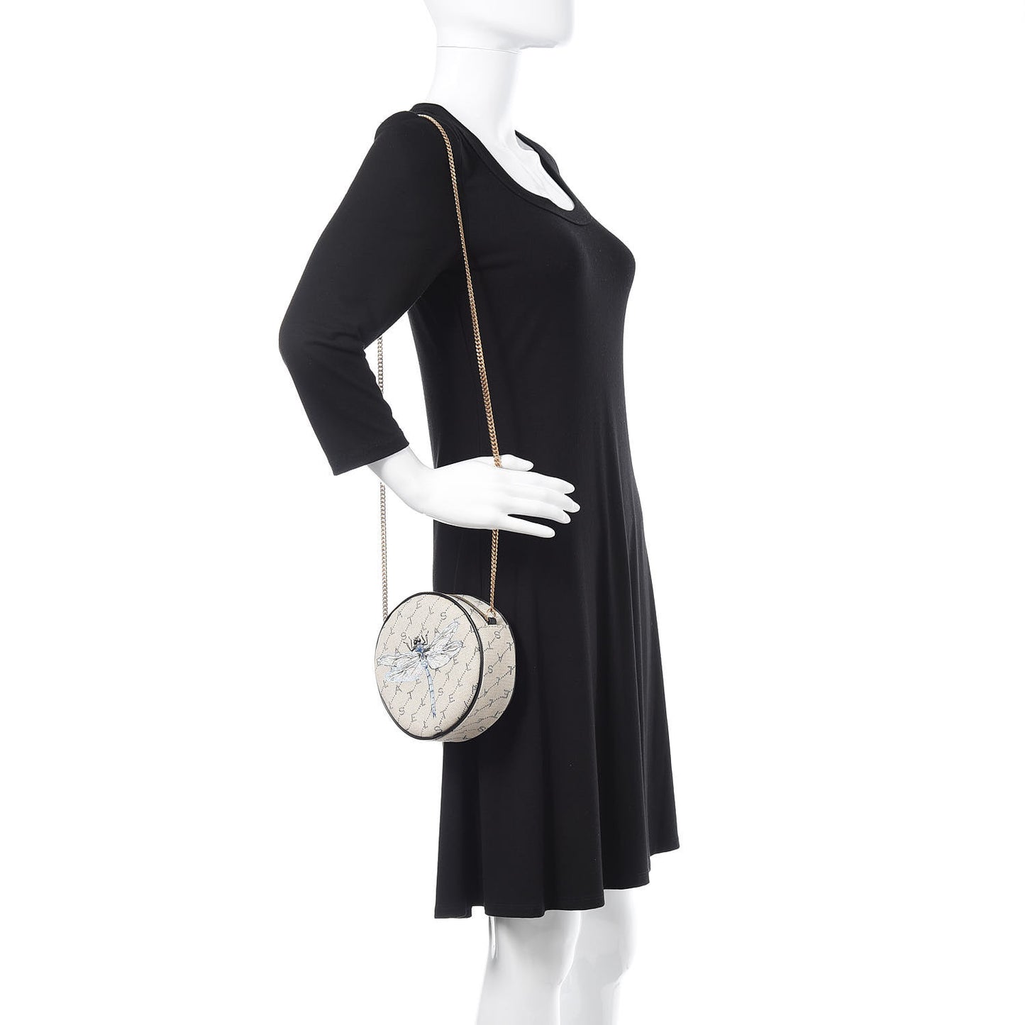 Canvas Monogram Mini Dragonfly Round Crossbody Bag