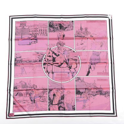 Hermes Silk Carre Wow Double Face Scarf 90 Rose Vert Rose Framboise 2 of 7