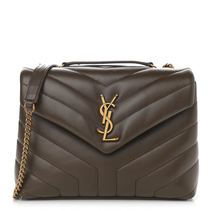 Saint Laurent Calfskin Y Quilted Monogram Small Loulou Chain Satchel Taupe 1 of 15