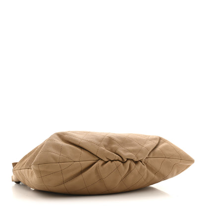 Chanel Calfskin Stitched Double Zip Hobo Beige 4 of 15