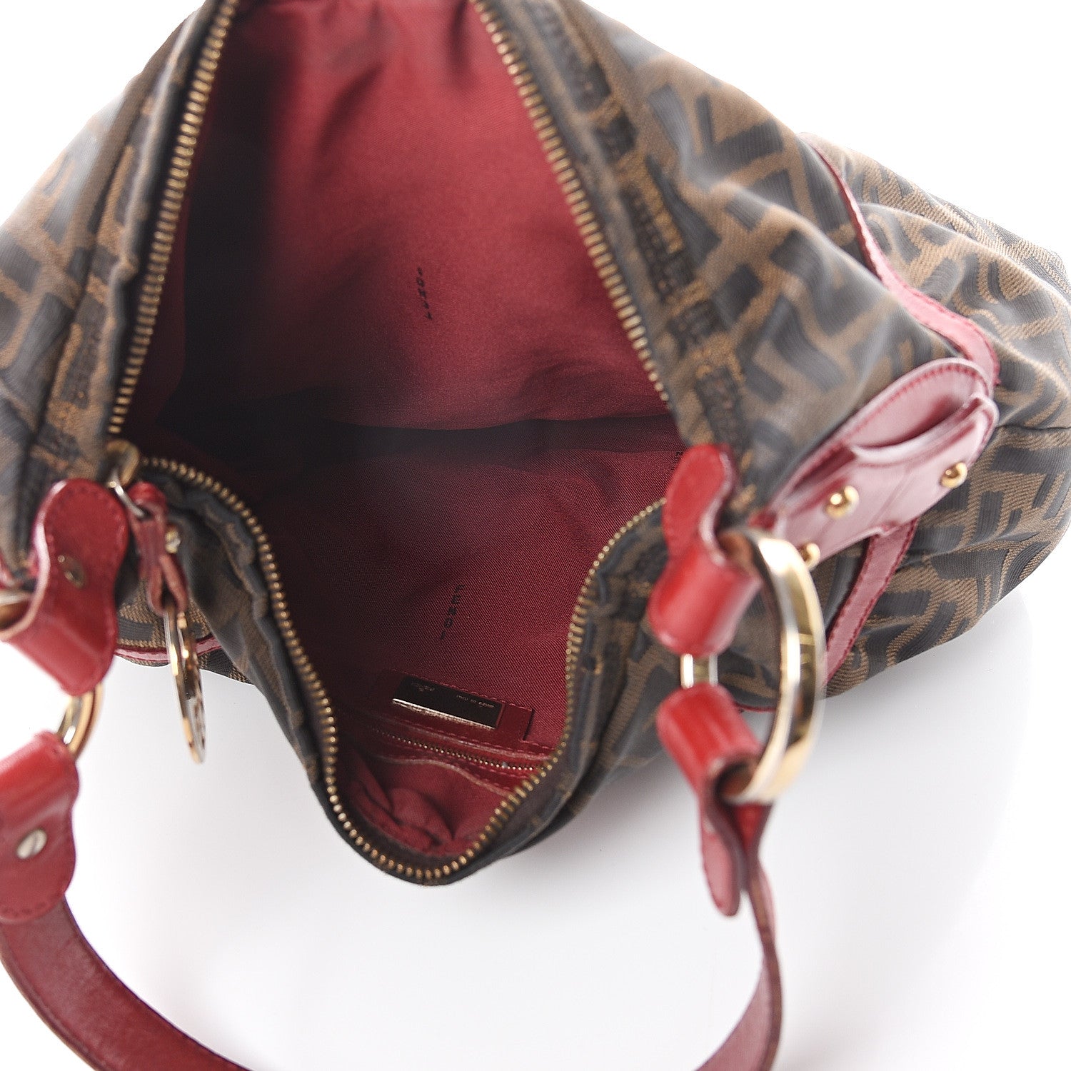 Fendi Zucca Cuoio Lucido Chef Hobo Tobacco Rosso Scuro 4 of 8