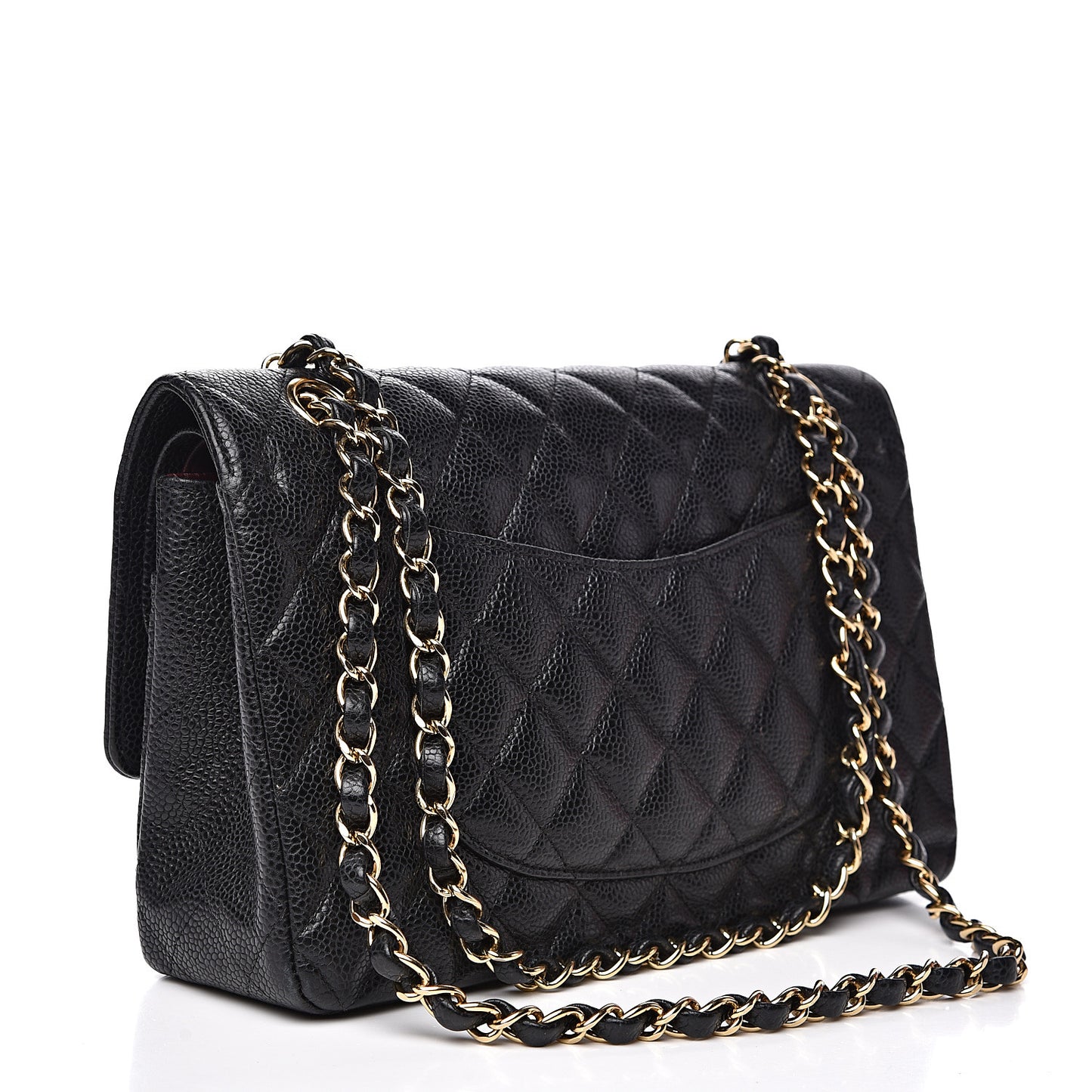 Caviar Quilted Medium Double Flap Black