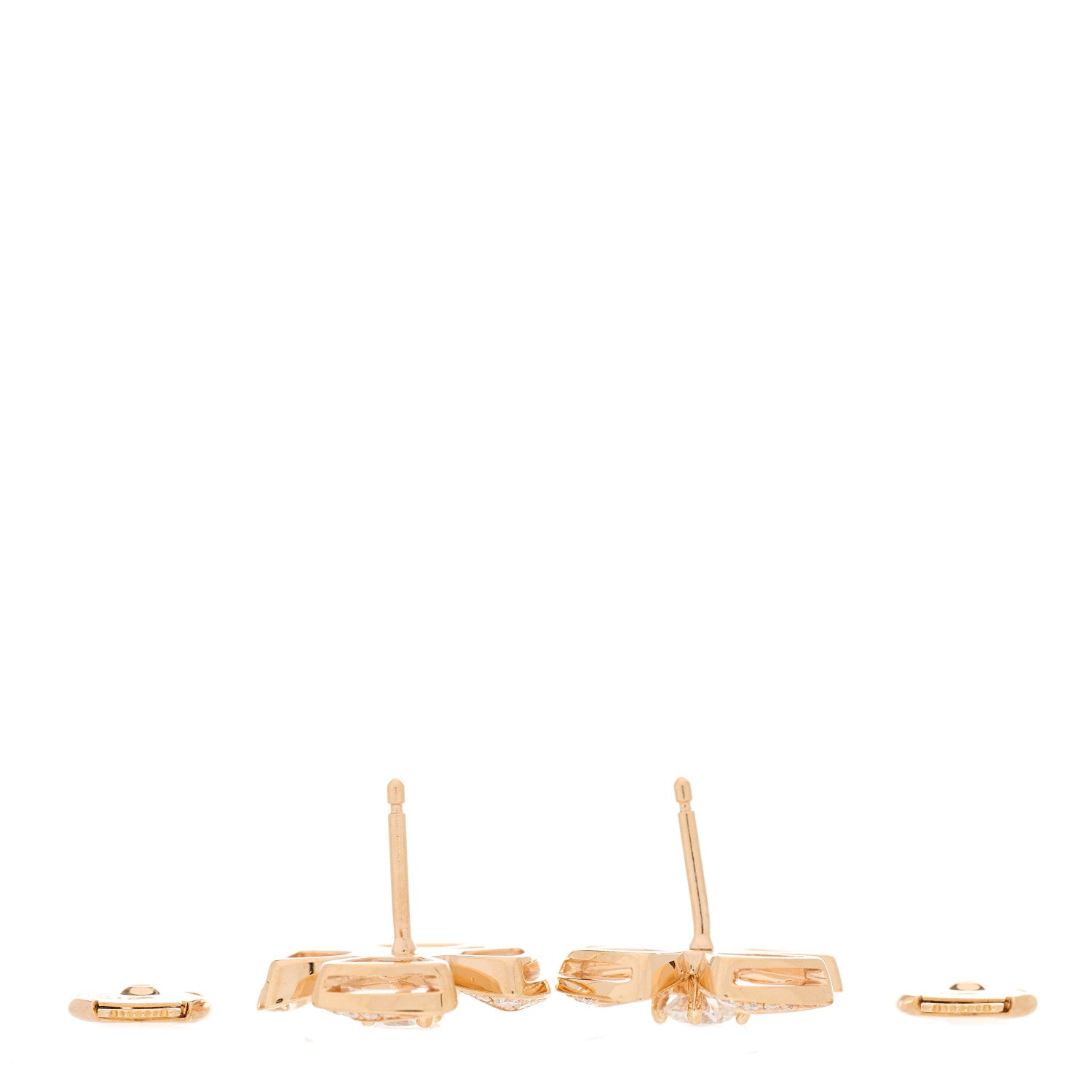 Bulgari 18K Rose Gold Diamond Pave Fiorever Earrings 2 of 3