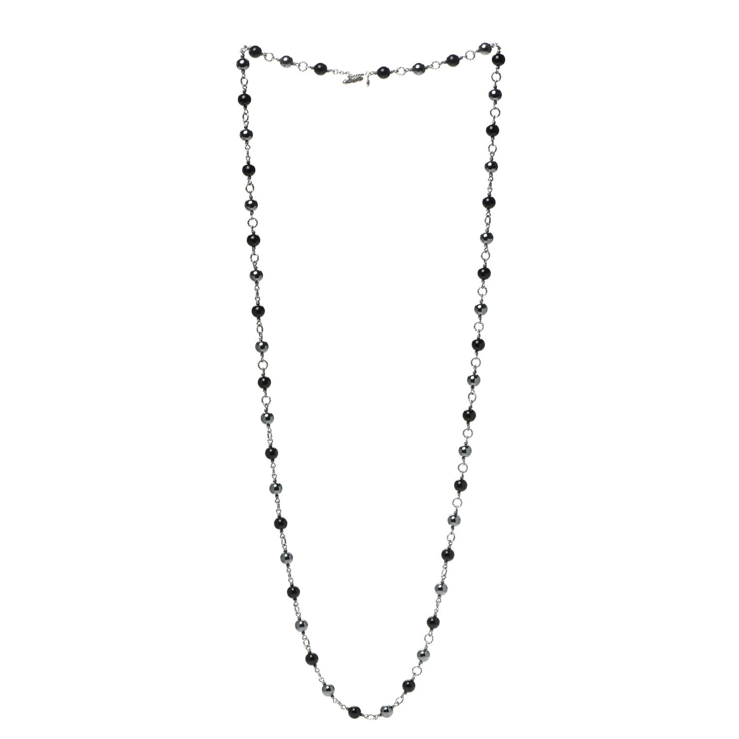 Sterling Silver Black Onyx Hematite Bijoux Necklace