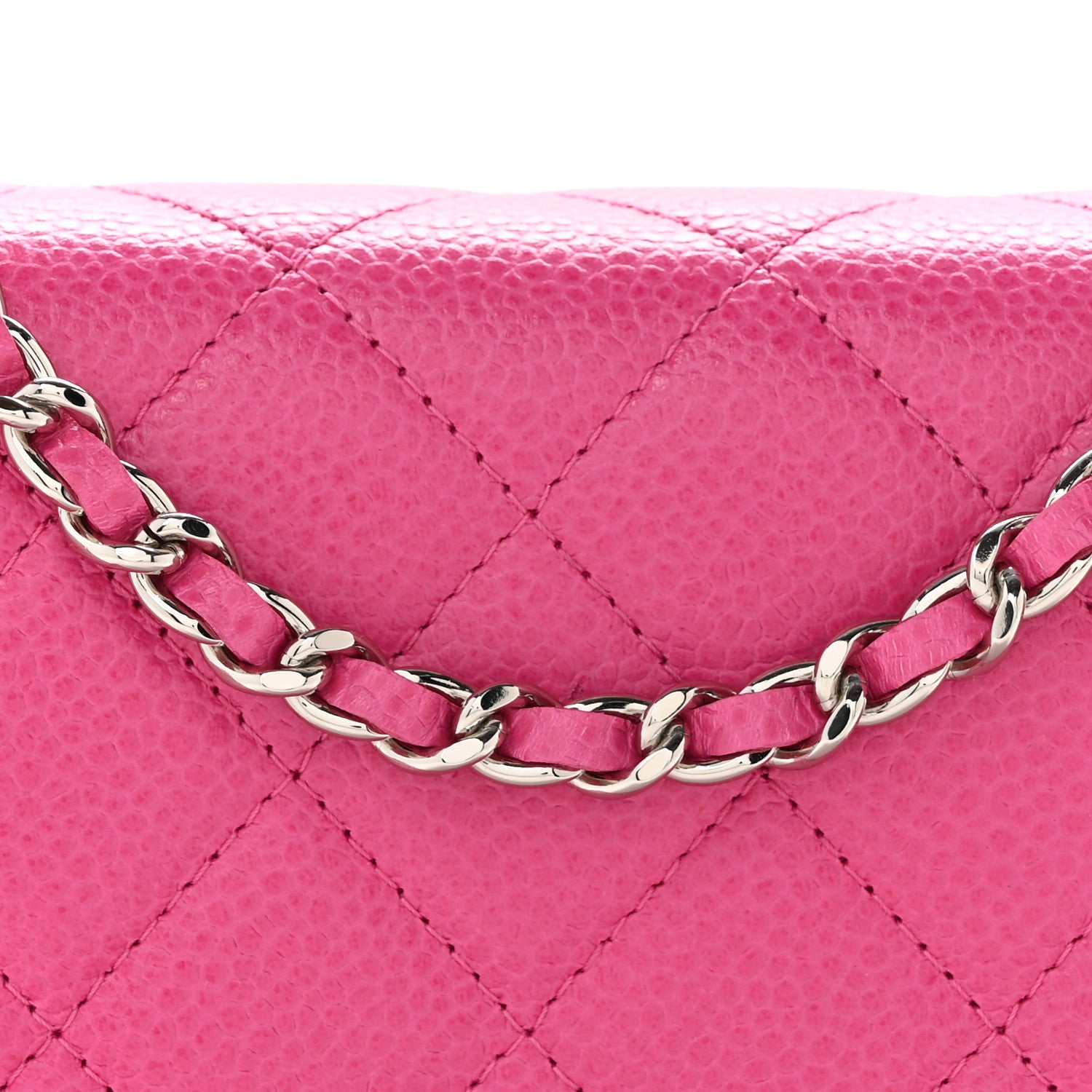 Chanel Caviar Enamel Quilted Wallet On Chain WOC Pink 9 of 12
