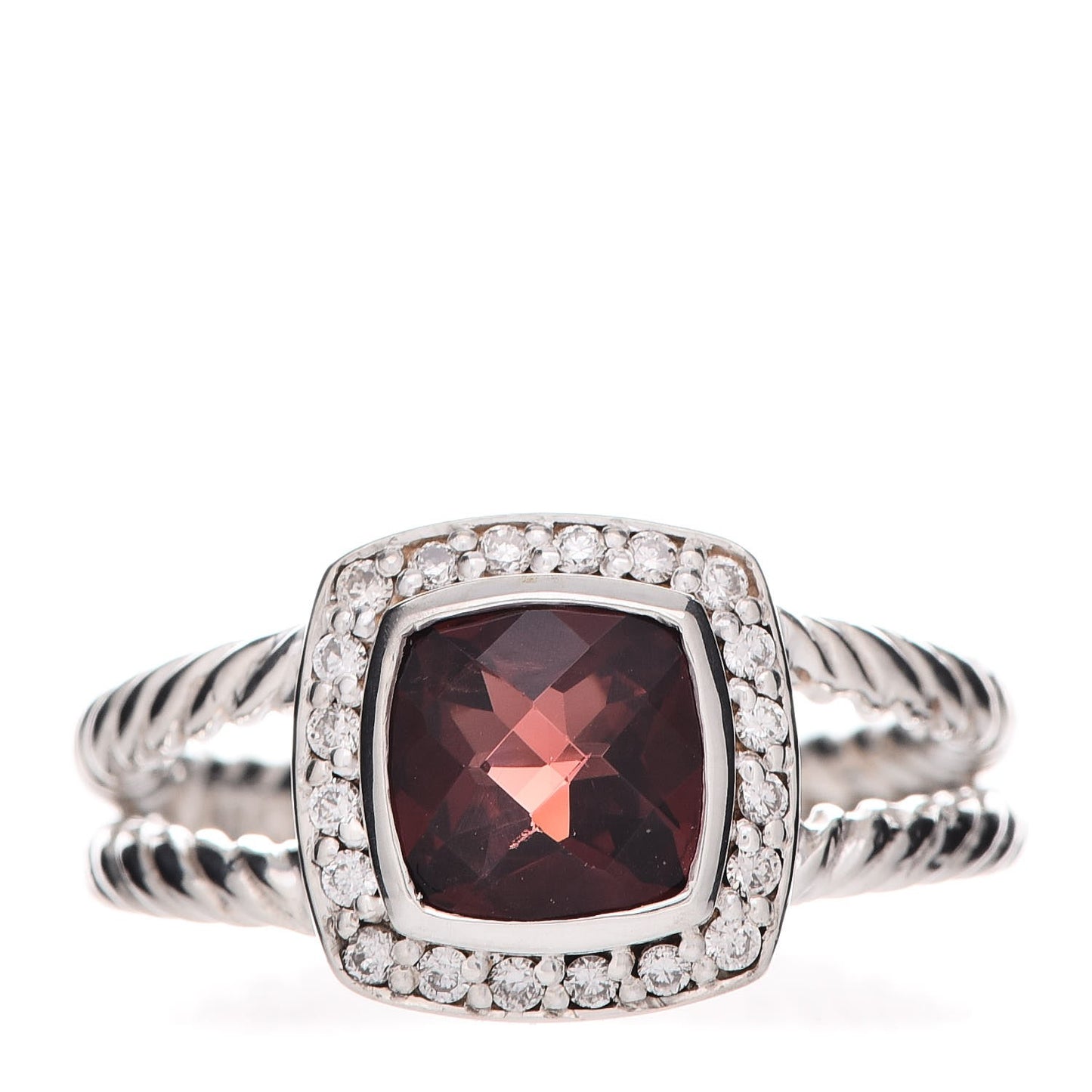 Sterling Silver Diamond Garnet 7mm Petite Albion Ring 54 7
