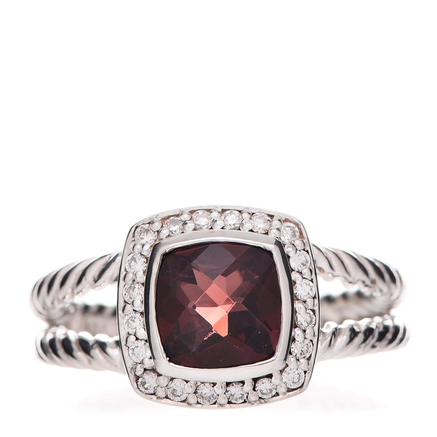 David Yurman Sterling Silver Diamond Garnet 7mm Petite Albion Ring 54 7 1 of 5