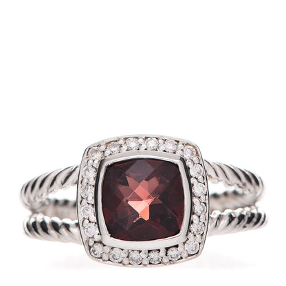 David Yurman Sterling Silver Diamond Garnet 7mm Petite Albion Ring 54 7 1 of 5