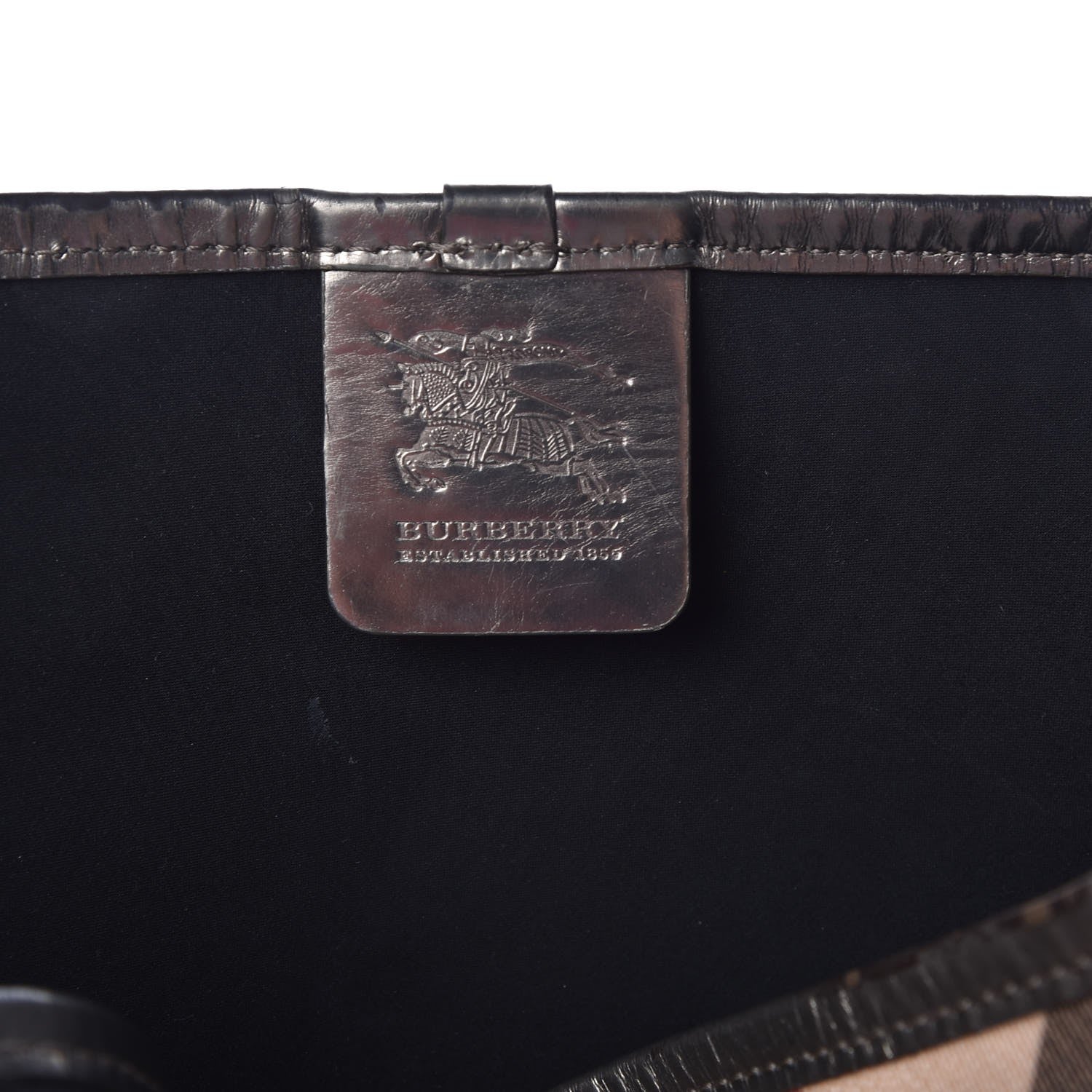 Burberry Patent Supernova Check Stanton Tote Dark Nickel 6 of 24