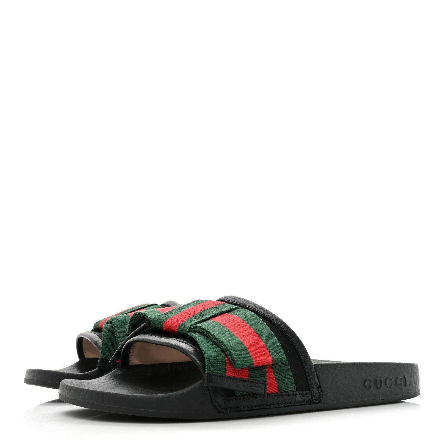Gucci Satin Web Bow Slide Sandals 36 Black 3 of 10