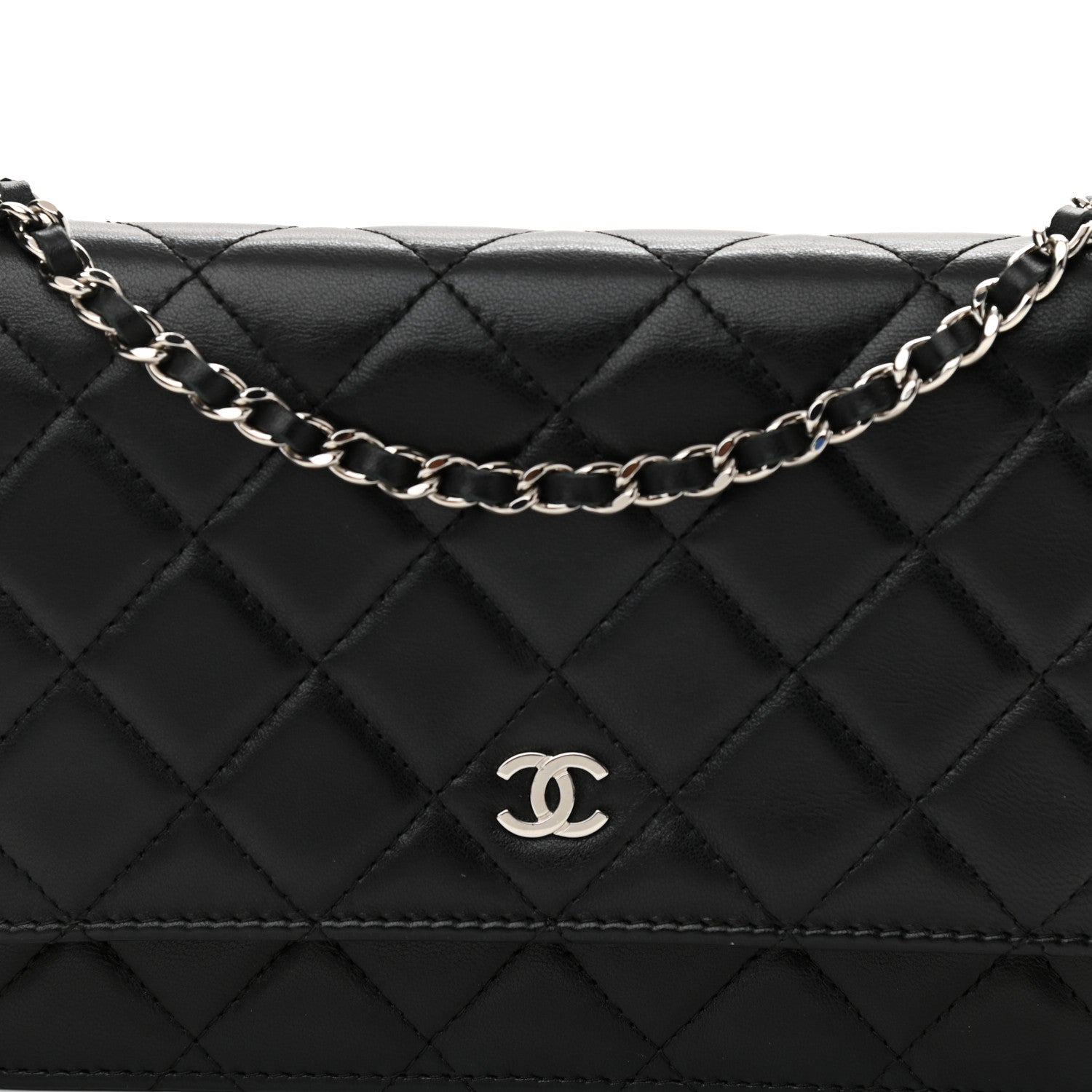 Chanel Lambskin Quilted Wallet On Chain WOC Black 11 of 14