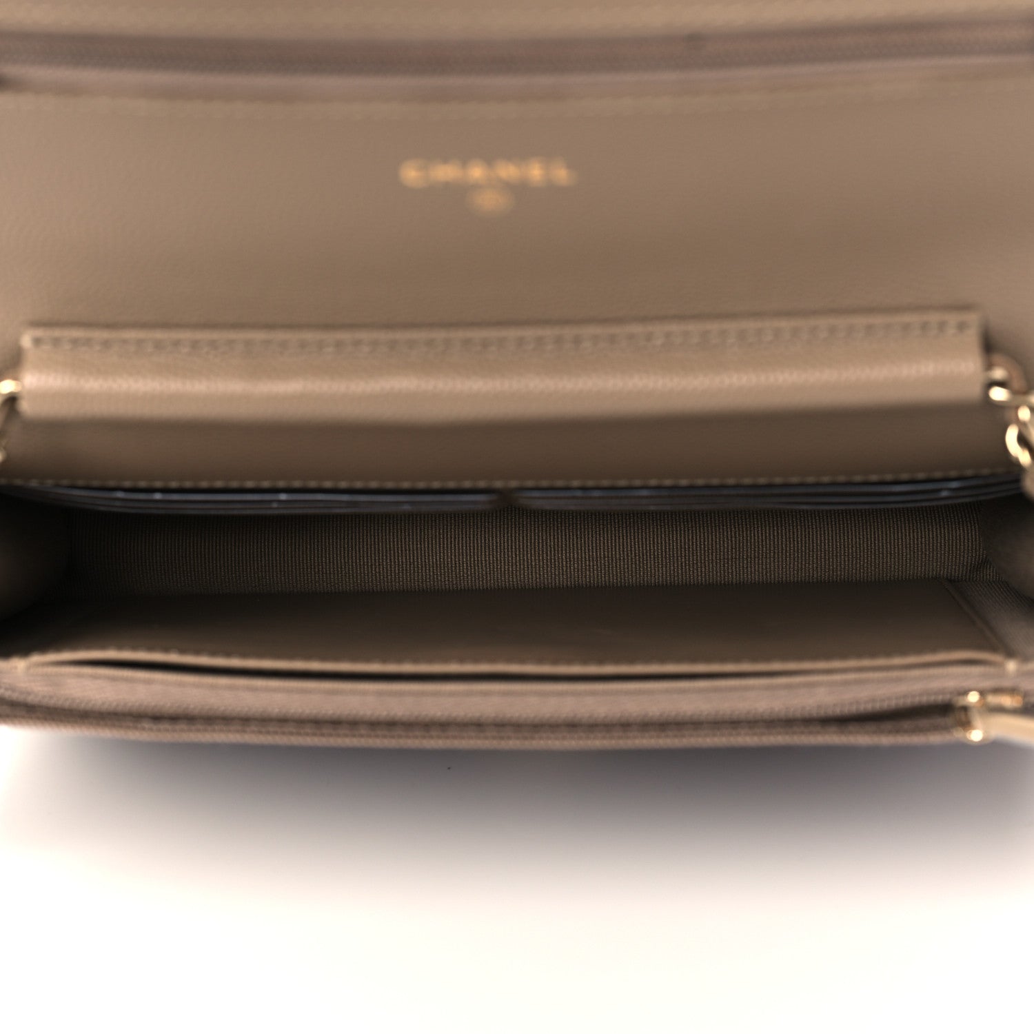 Chanel Metallic Caviar Quilted Wallet On Chain WOC Dark Gold 4 of 10