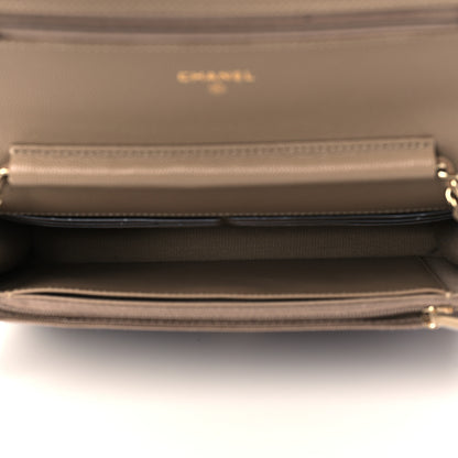 Chanel Metallic Caviar Quilted Wallet On Chain WOC Dark Gold 4 of 10