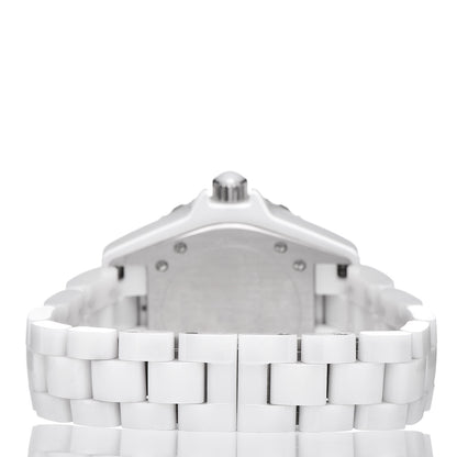 Chanel Stainless Steel Ceramic Diamond 33mm J12 Quartz Watch White 4 of 6