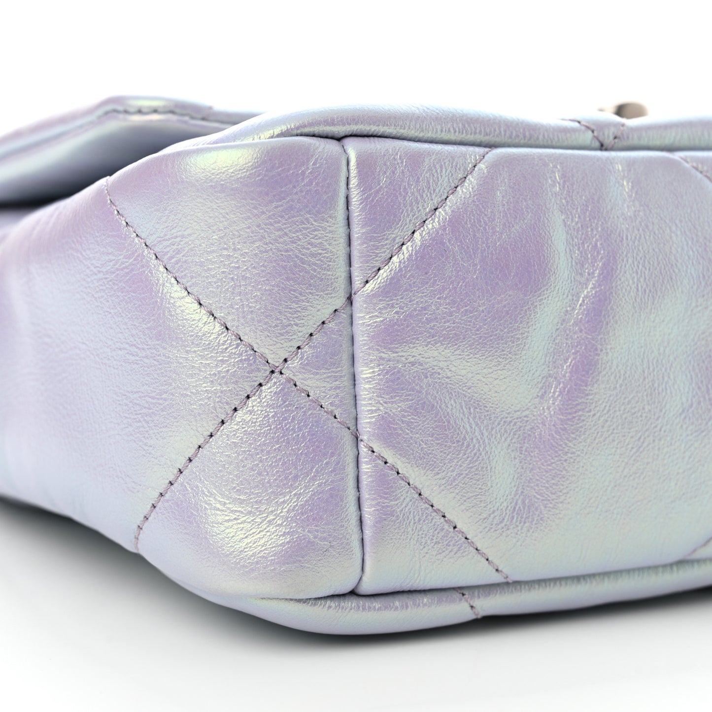 Iridescent Calfskin Quilted Medium Chanel 19 Flap Light Purple Blue