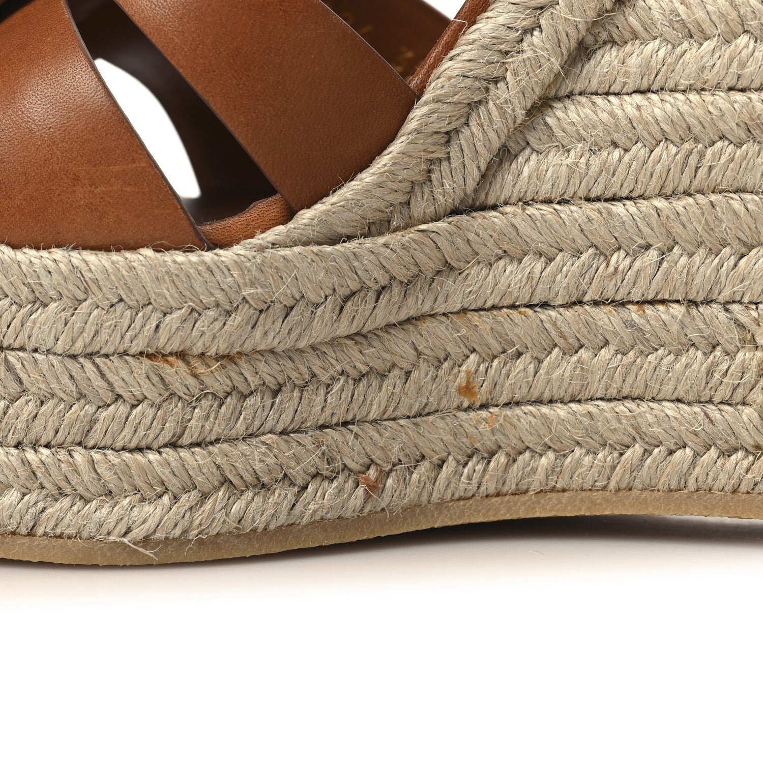 Saint Laurent Calfskin 85 Platform Espadrille Wedge Sandals 39 Brown 9 of 9