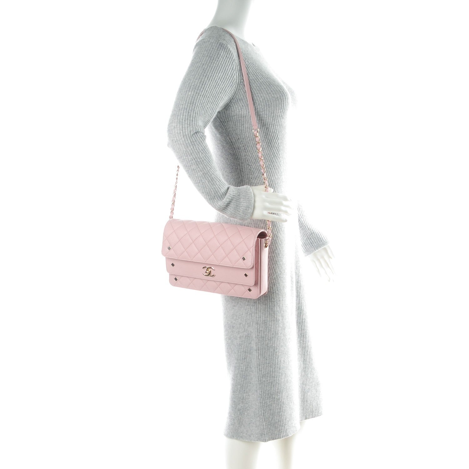 Chanel Calfskin Quilted CC Box Flap Light Pink 2 of 8