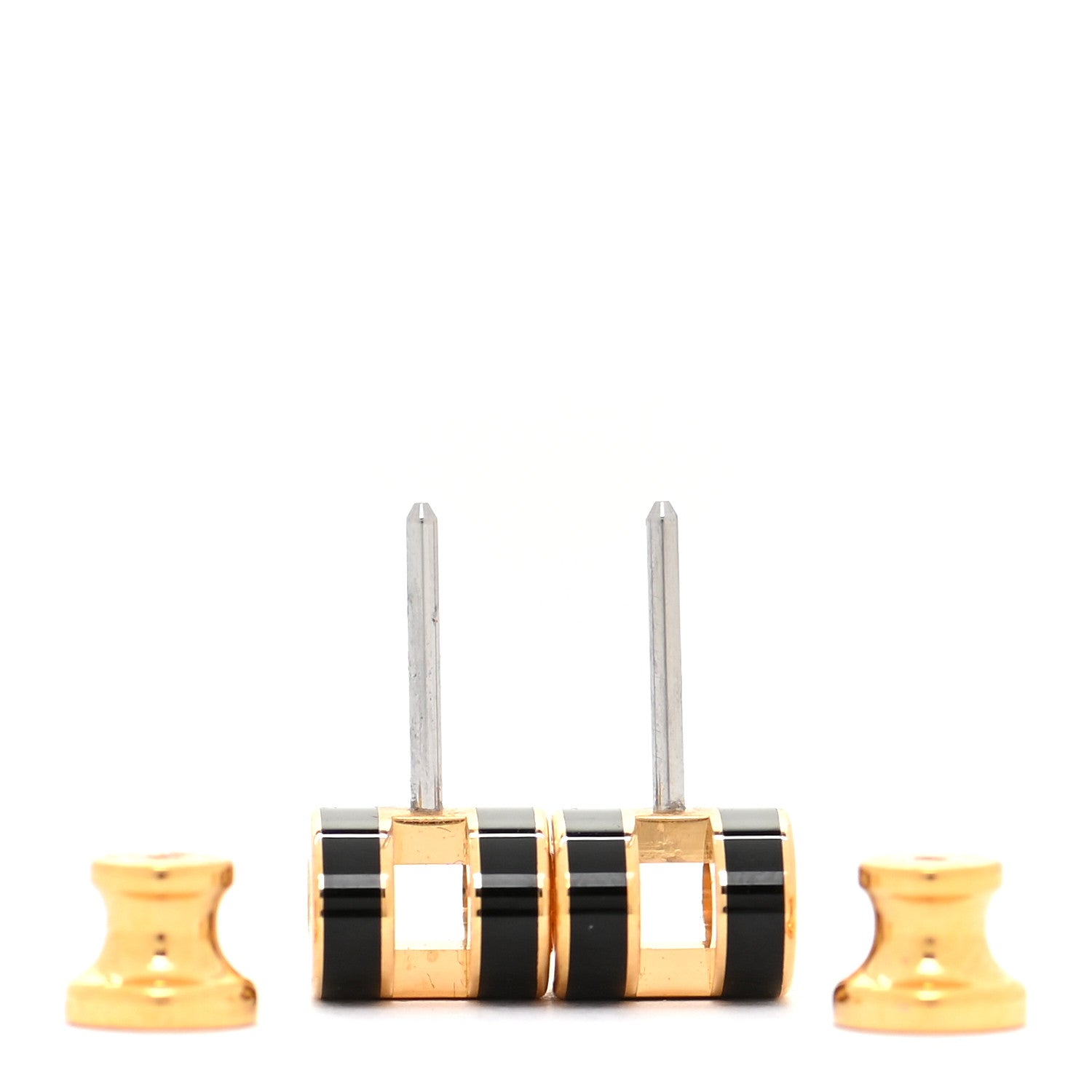 Hermes Gold Lacquered Mini Pop H Earrings Black 3 of 8