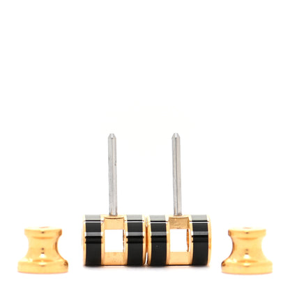 Hermes Gold Lacquered Mini Pop H Earrings Black 3 of 8