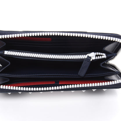 Valentino Garavani Vitello Colorblock Free Rockstud Zip Around Wallet Marine White 5 of 8