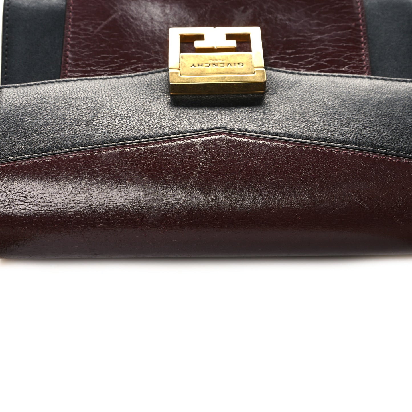 Crinkled Patent Lambskin Small GV3 Shoulder Bag Black Burgundy