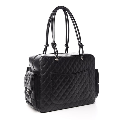 Chanel Calfskin Quilted XL Cambon Multipocket Reporter Black White 3 of 18