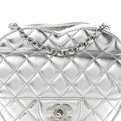 Chanel Metallic Lambskin Quilted Large CC In Love Heart Bag Silver 8 of 13