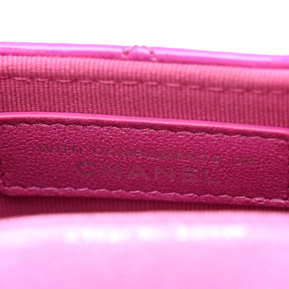 Chanel Patent Lambskin Quilted CC Hook Card Holder Pink 8 of 9