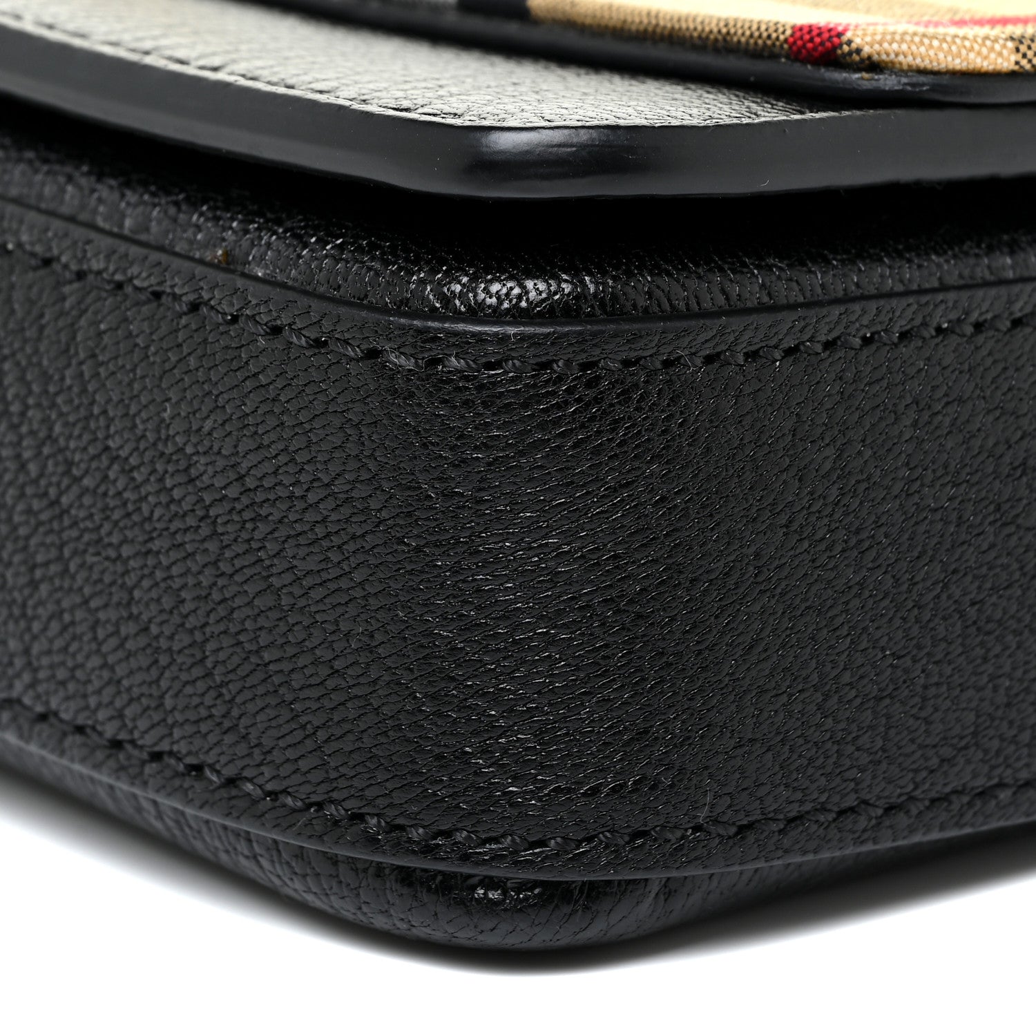 Burberry Goatskin Cotton Canvas Vintage Check D-Ring Mini Bag Black Antique Yellow 10 of 12