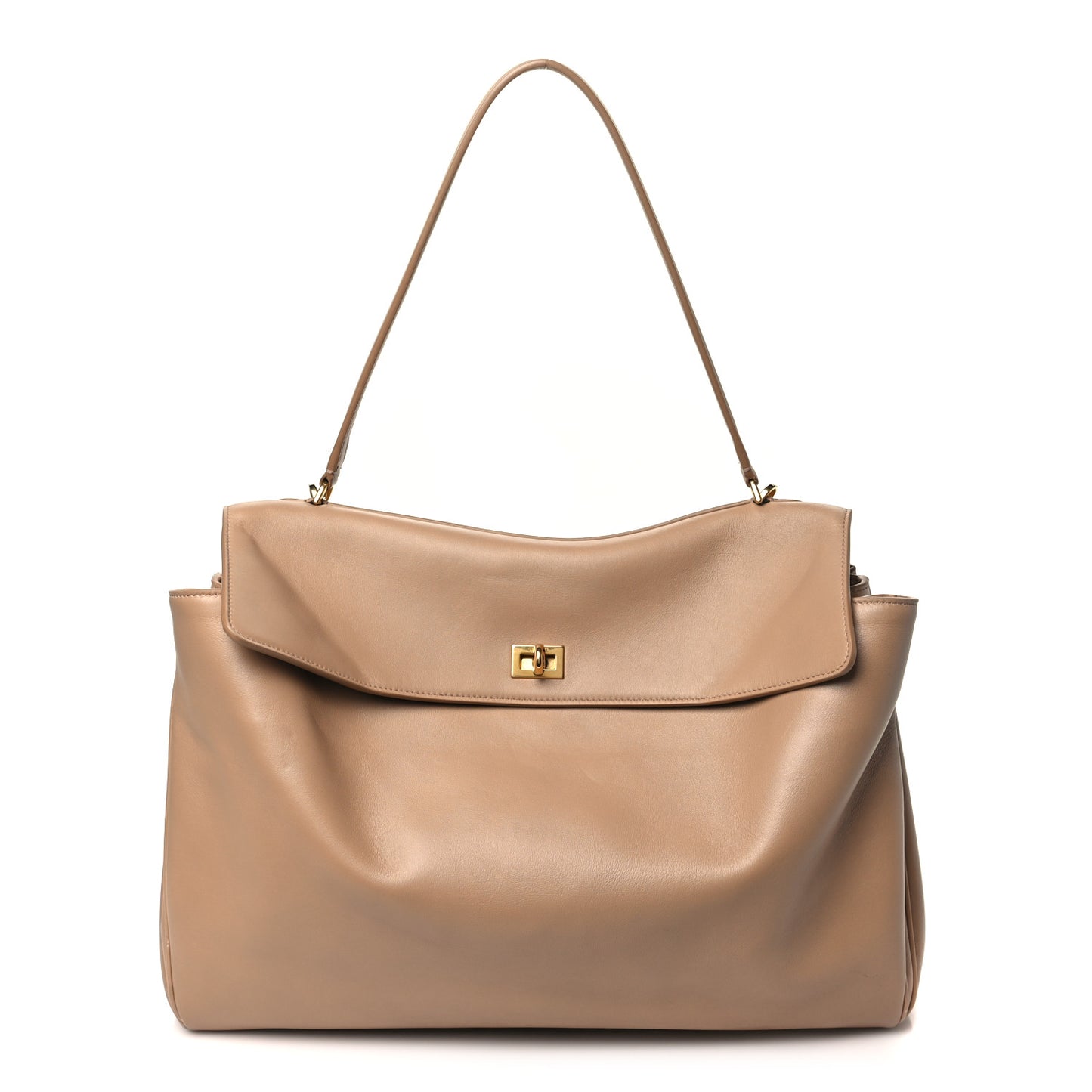 Smooth Calfskin Large Rodeo Top Handle Handbag Latte