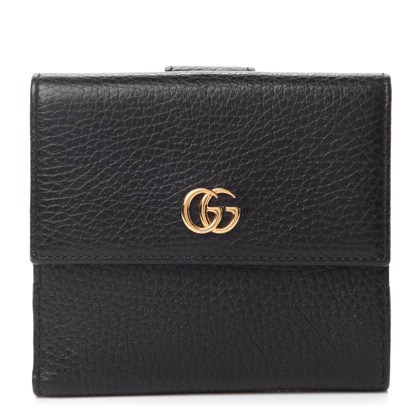Dollar Calfskin Double G French Flap Wallet Black