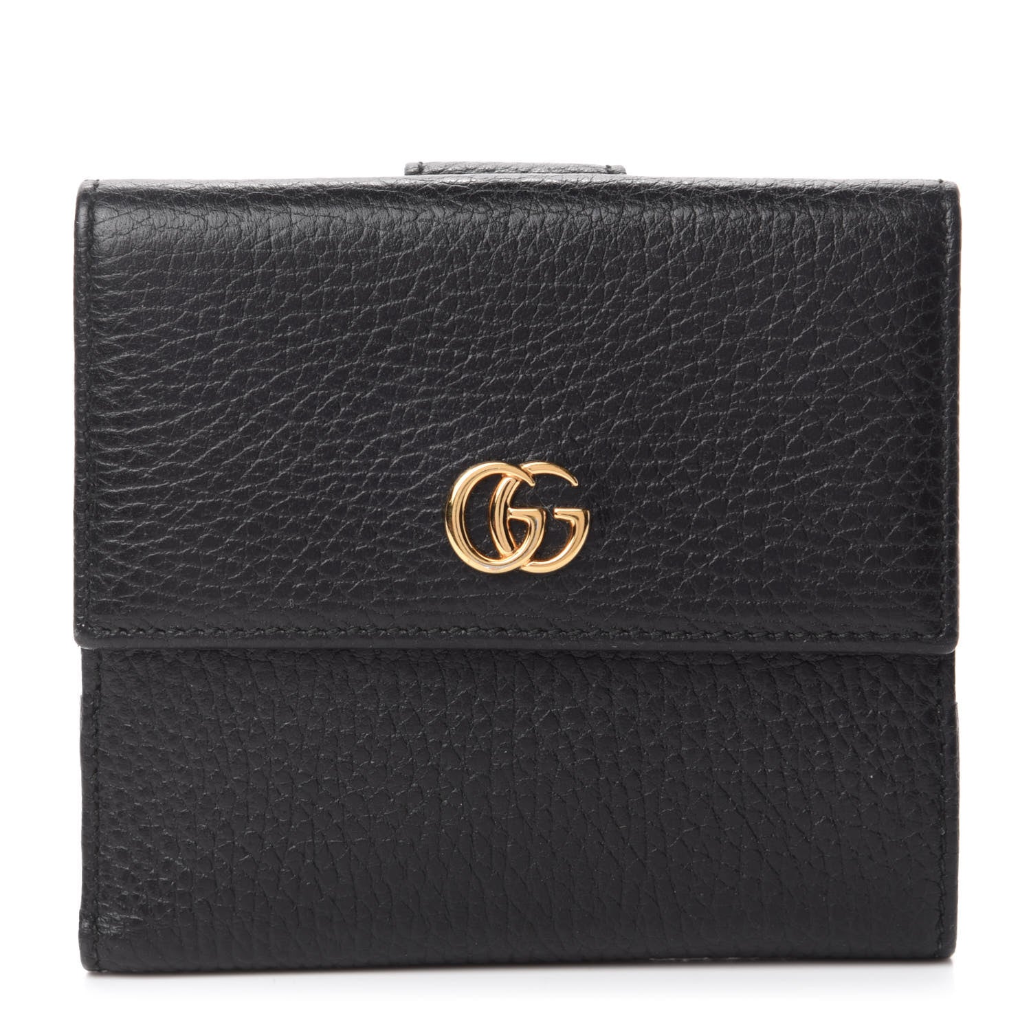 Gucci Dollar Calfskin Double G French Flap Wallet Black 1 of 7