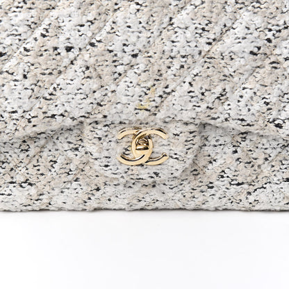 Chanel Tweed Quilted Jumbo Double Flap Beige 11 of 12