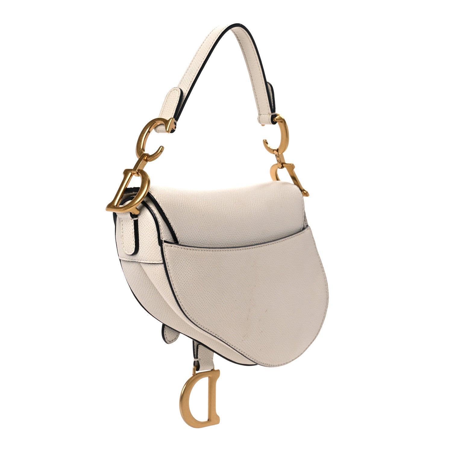 Christian Dior Grained Calfskin Mini Saddle Bag White 3 of 14
