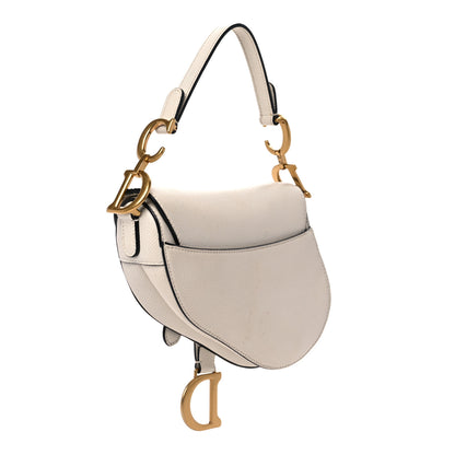 Christian Dior Grained Calfskin Mini Saddle Bag White 3 of 14