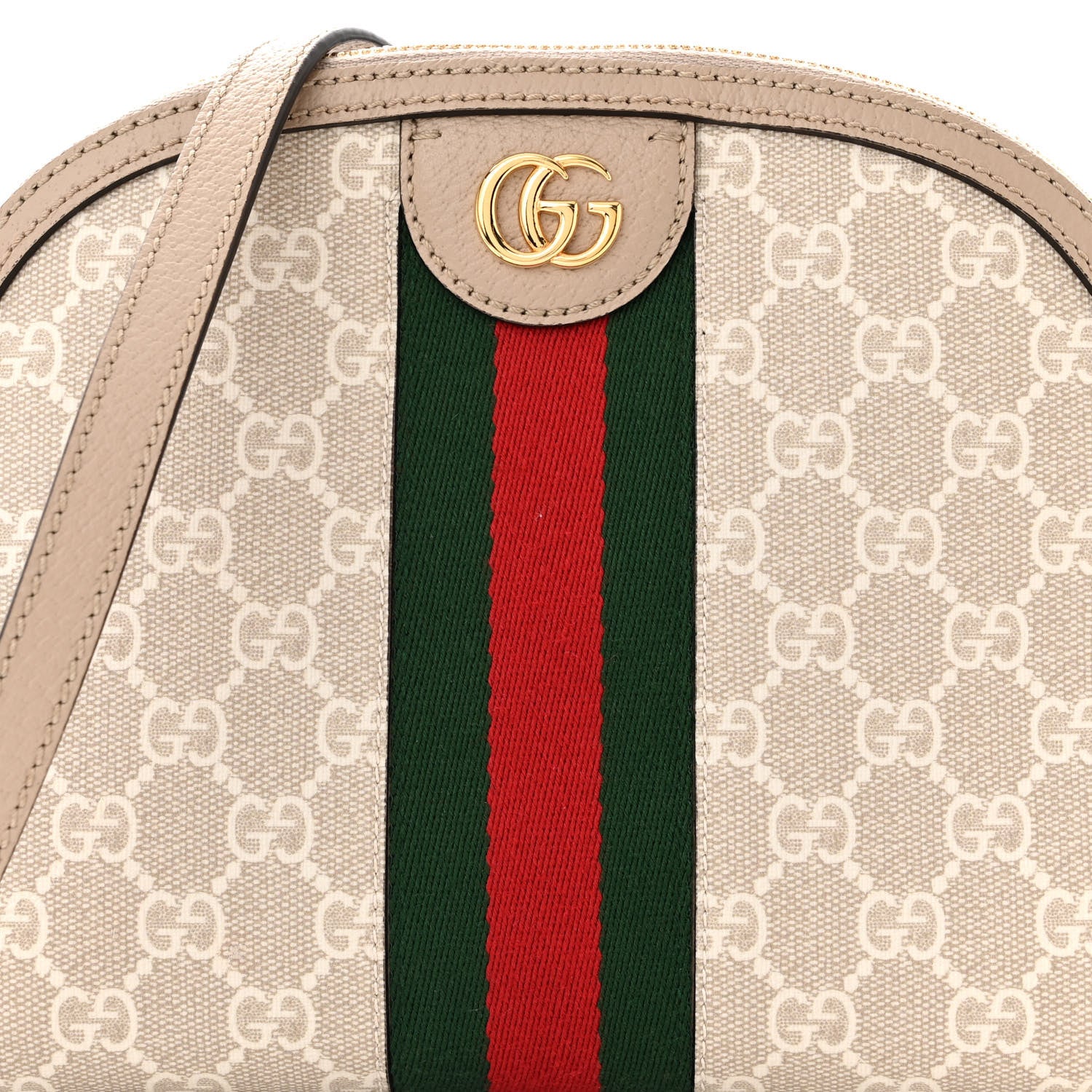 Gucci GG Supreme Monogram Textured Dollar Calfskin Web Small Ophidia Dome Shoulder Beige Mystic White Oatmeal 8 of 10
