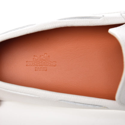 Hermes Epsom Mens Irving Driving Moccasin Loafers 40 Blanc 6 of 14