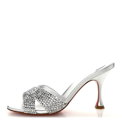 Christian Louboutin Suede Metallic Kid Lambskin Strass Mariza Is Back 85 Sandals 37.5 Silver 1 of 8
