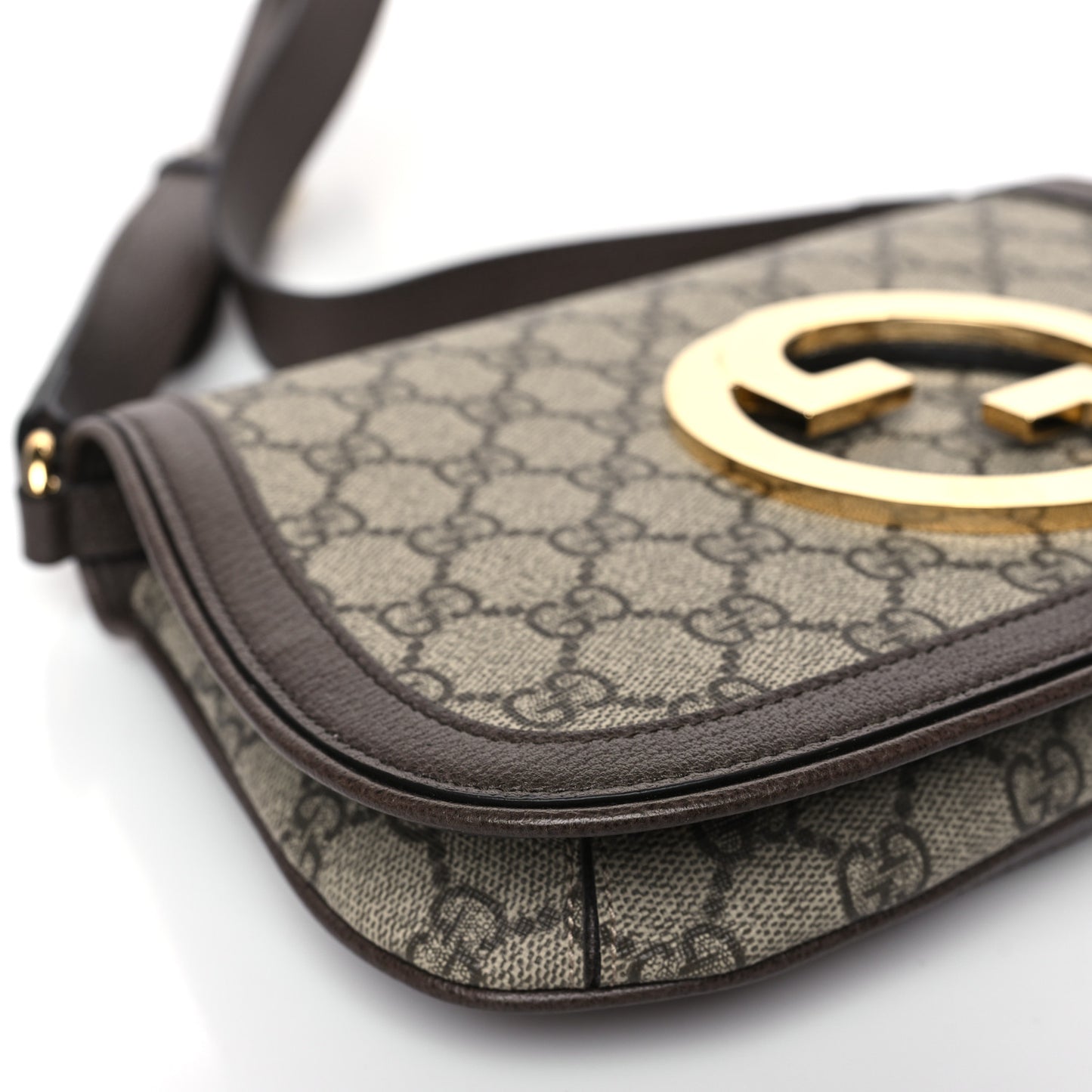 GG Supreme Monogram Textured Dollar Calfskin Blondie Chain Shoulder Flap Bag Beige Ebony New Acero