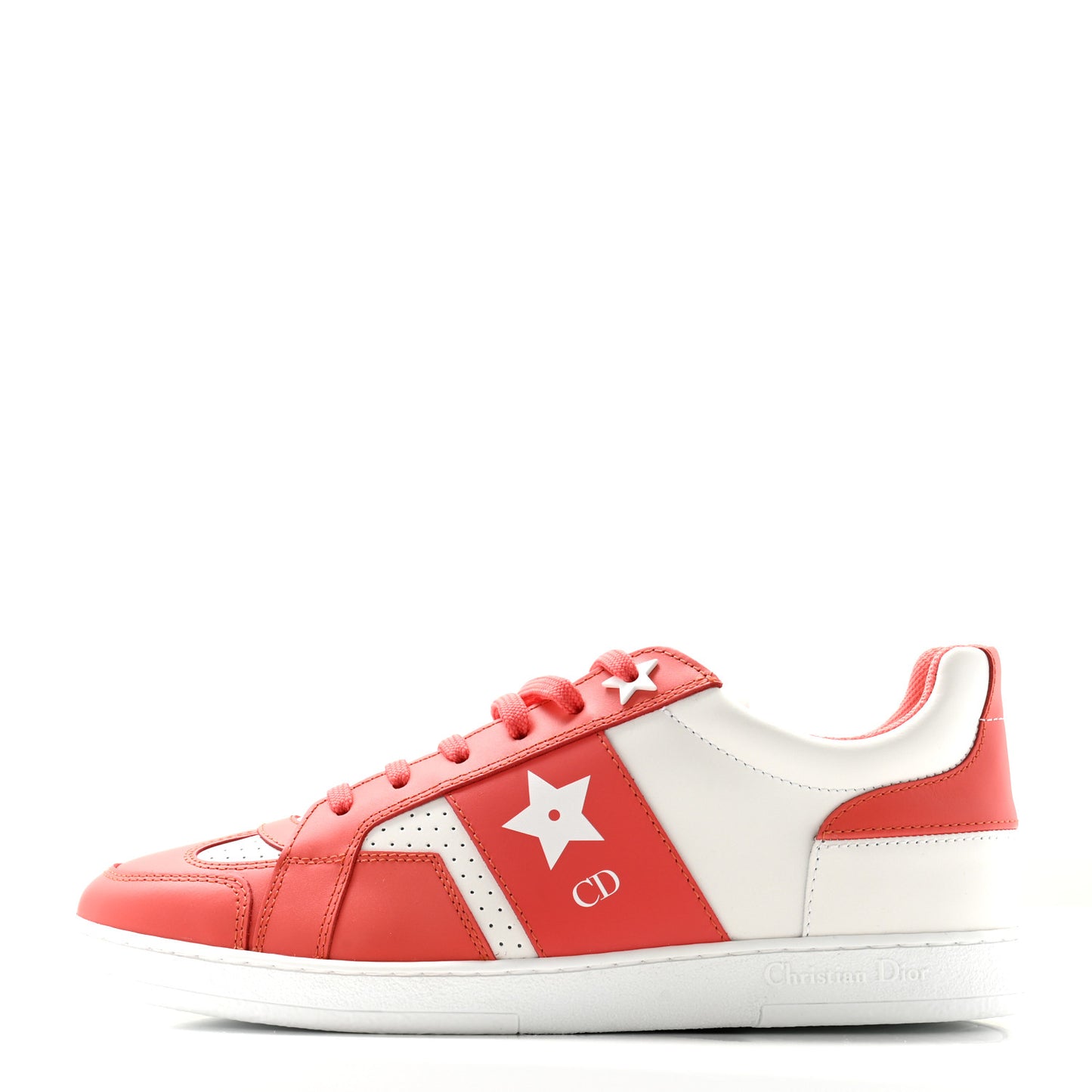 Calfskin Dior Star Ors Low Top Sneakers 37.5 Coral White