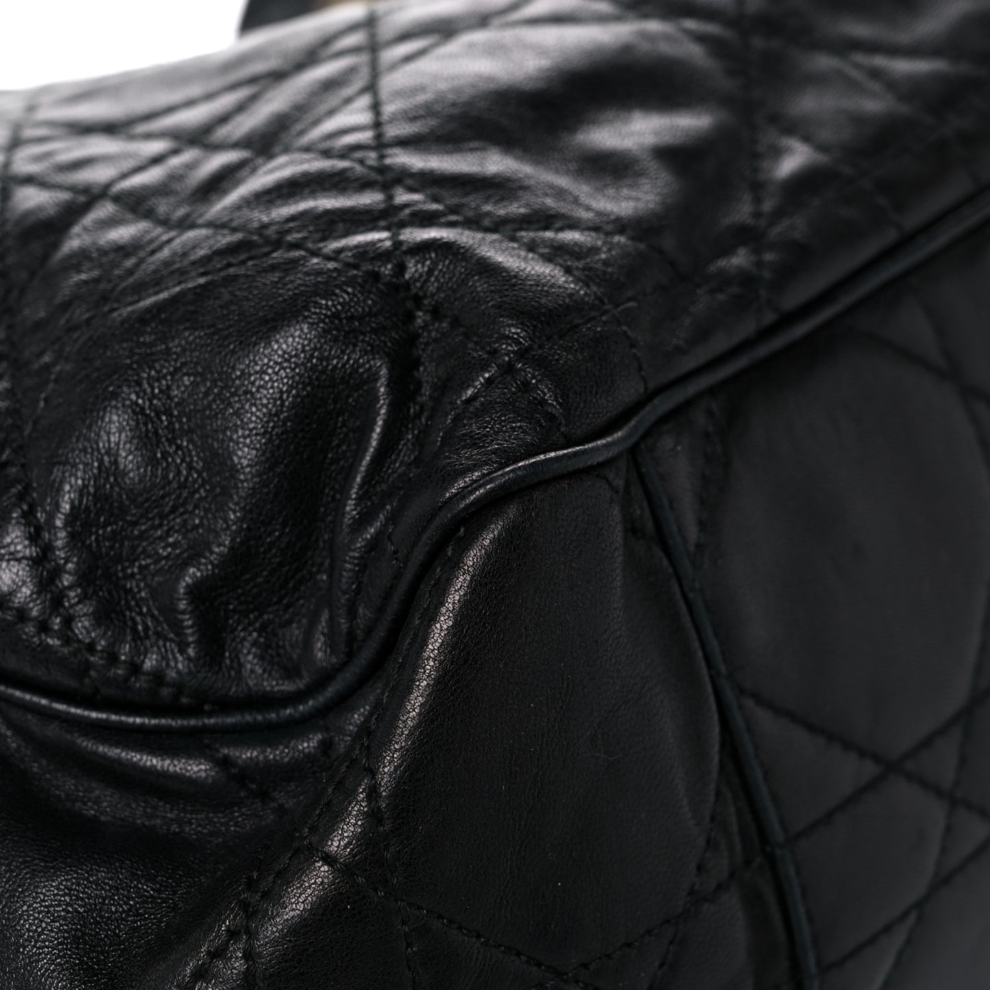 Lambskin Cannage Drawstring Bag Black