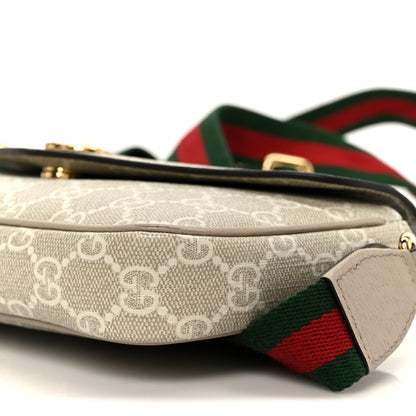 Gucci GG Supreme Monogram Textured Dollar Calfskin Web Mini Ophidia Envelope Shoulder Bag Beige Mystic White Oatmeal 10 of 11