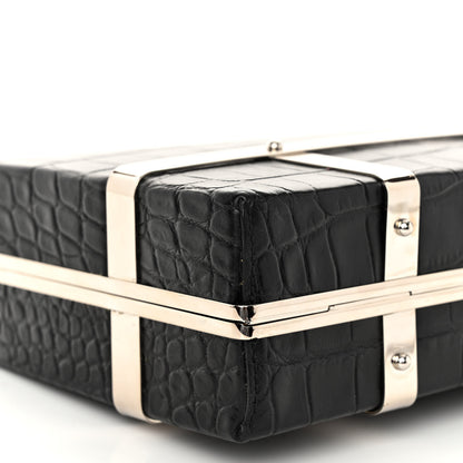Alexander McQueen Calfskin Crocodile Stamped Cage Case Black 9 of 10