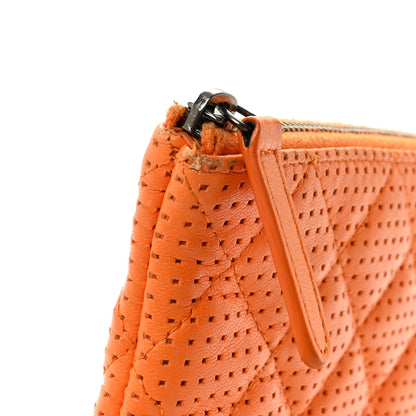 Chanel Perforated Lambskin Quilted Medium Cosmetic Case Orange 8 of 11