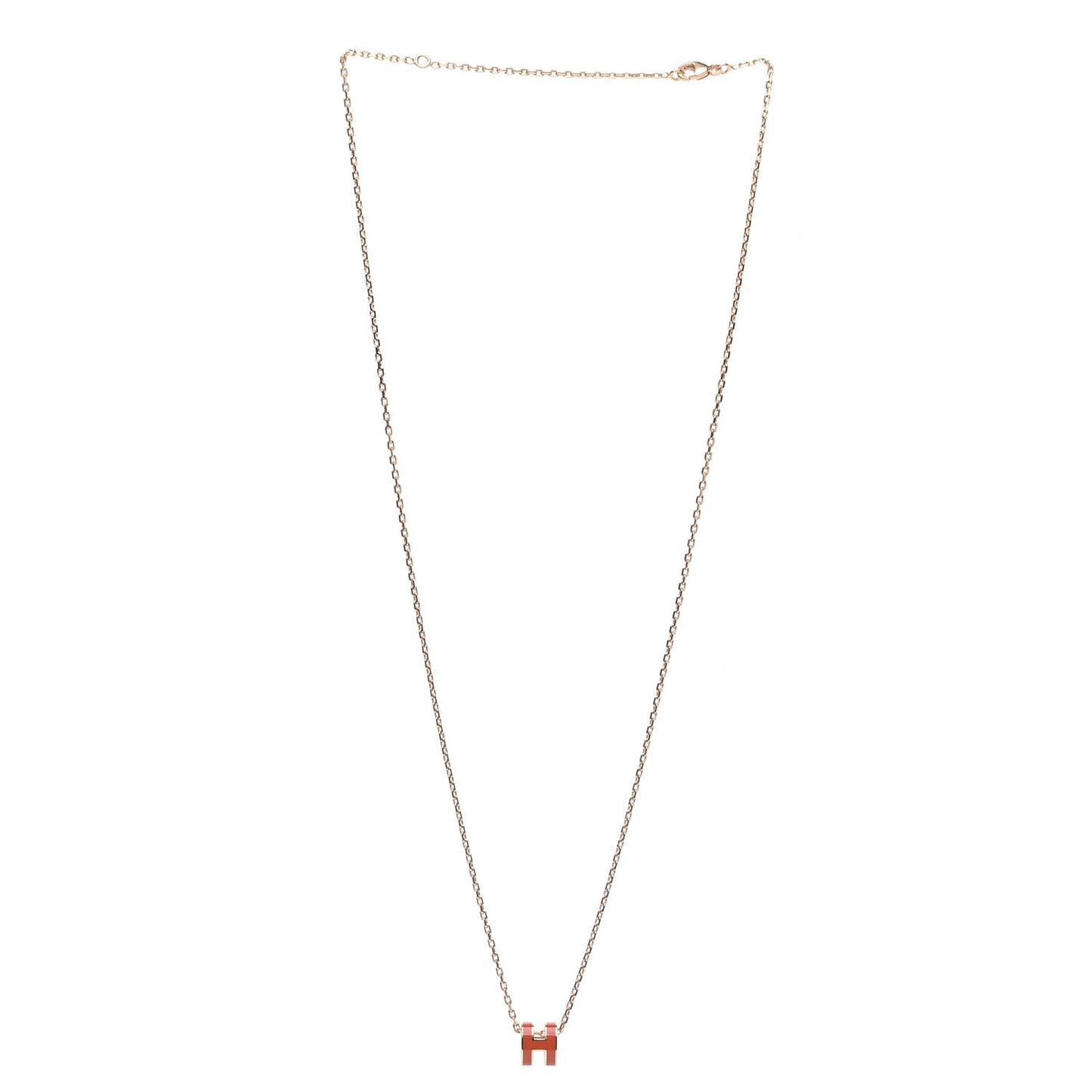 Lacquered Rose Gold Pop H Pendant Necklace Orange Graffiti
