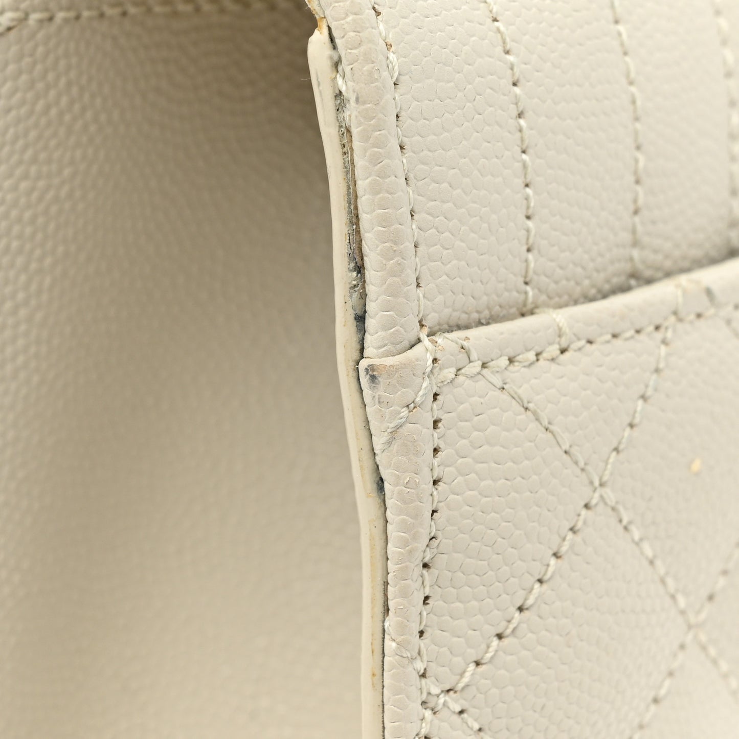 Grain De Poudre Textured Mixed Matelasse Medium Triquilt Monogram Satchel Crema Soft