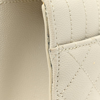 Saint Laurent Grain De Poudre Textured Mixed Matelasse Medium Triquilt Monogram Satchel Crema Soft 13 of 16