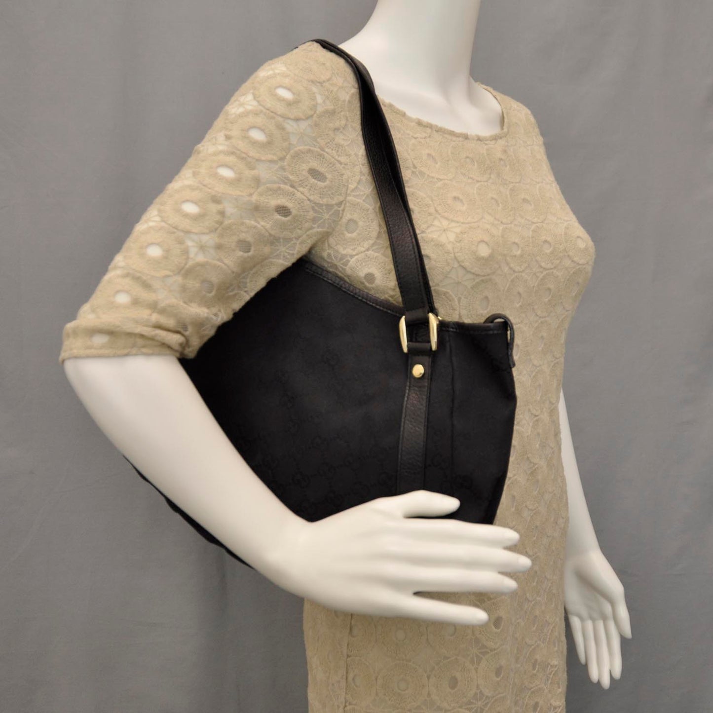 Monogram Medium Abbey Shoulder Bag Black