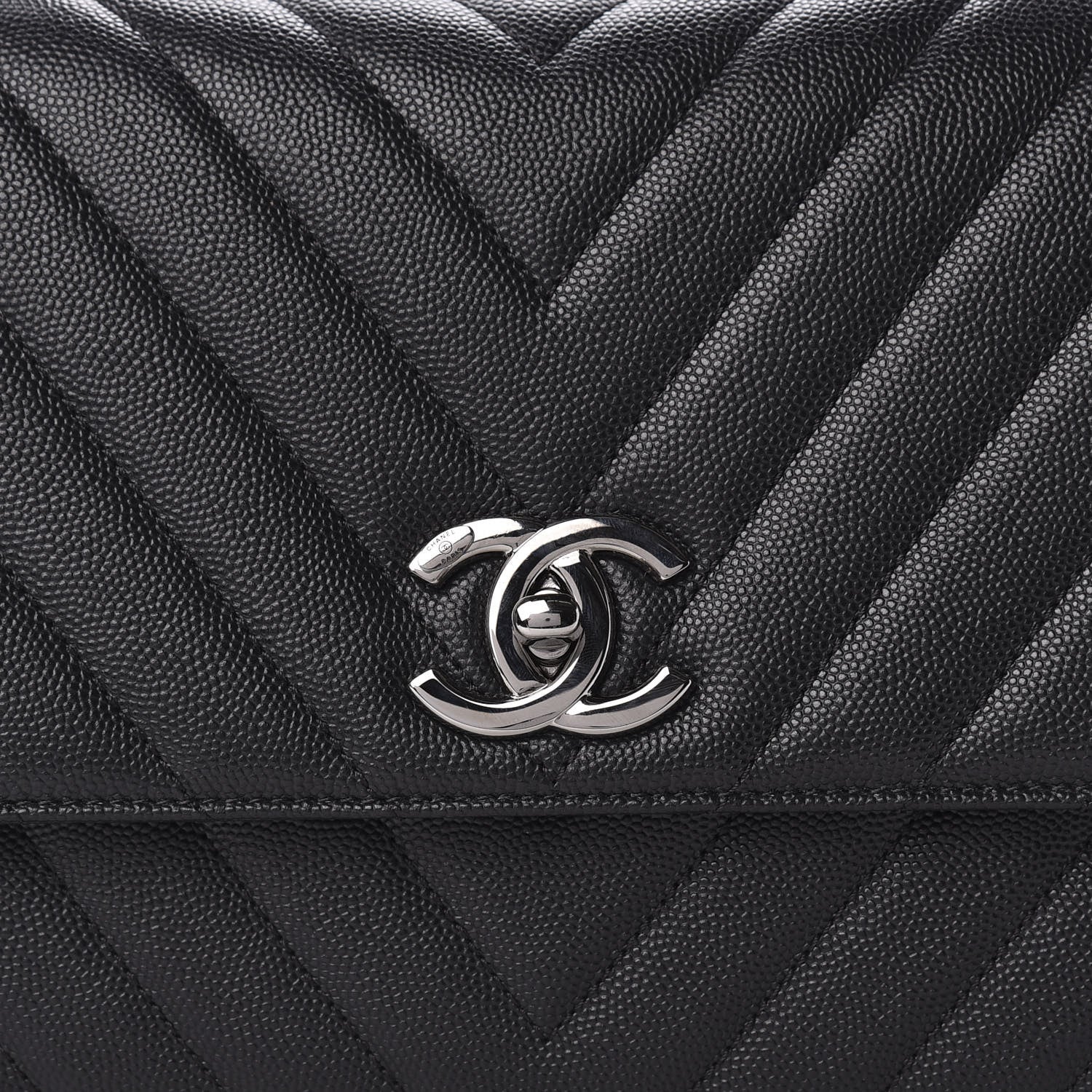 Chanel Caviar Chevron Quilted Small Coco Handle Flap Black 10 of 10